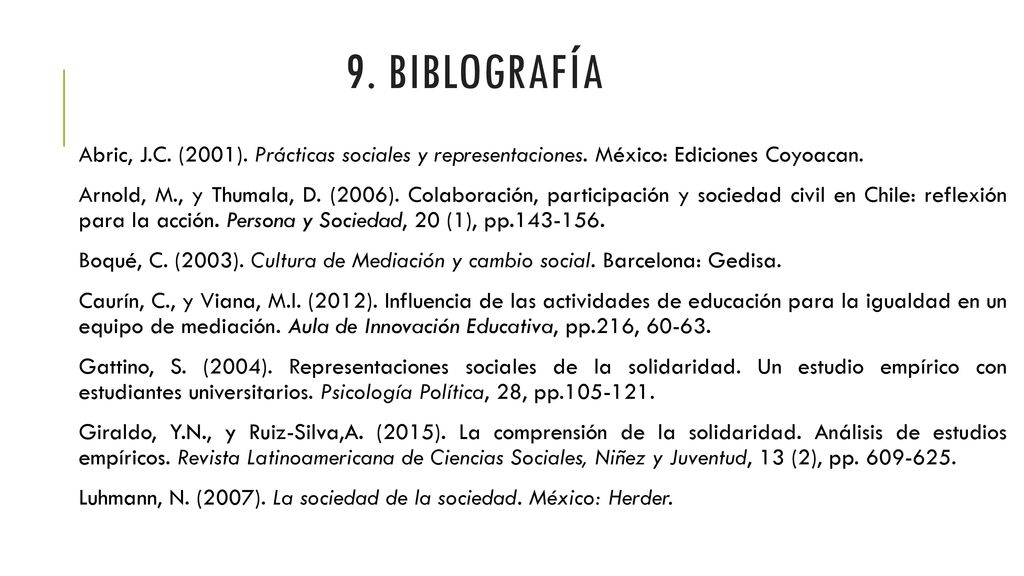 9. BIBLOGRAFÍA Abric, J.C. (2001). Prácticas sociales y representaciones. México: Ediciones Coyoacan.