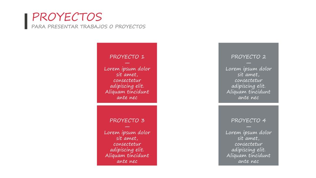 PROYECTOS PROYECTO 1 — PROYECTO 2 — PROYECTO 3 — PROYECTO 4 —