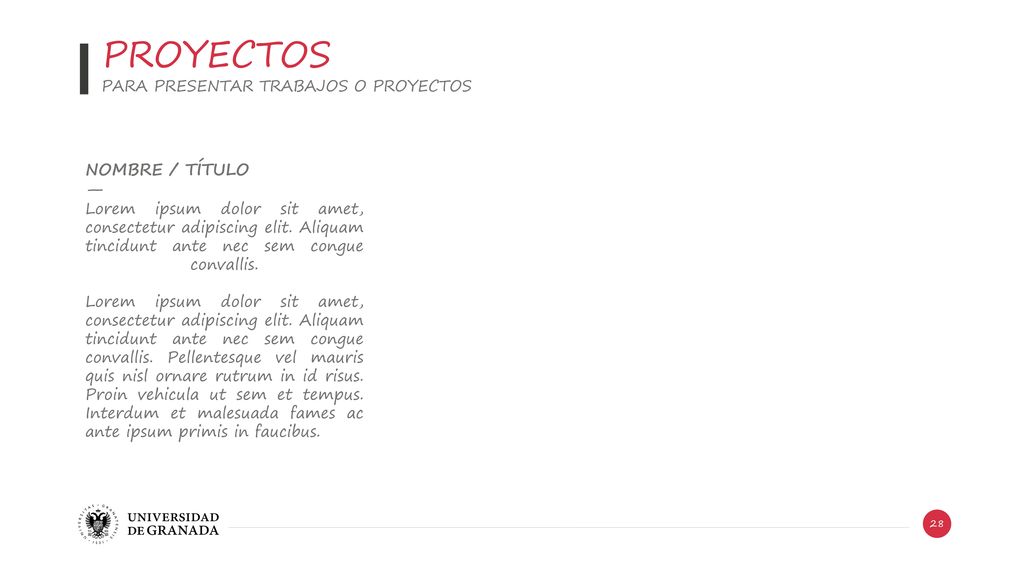 PROYECTOS NOMBRE / TÍTULO — PARA PRESENTAR TRABAJOS O PROYECTOS