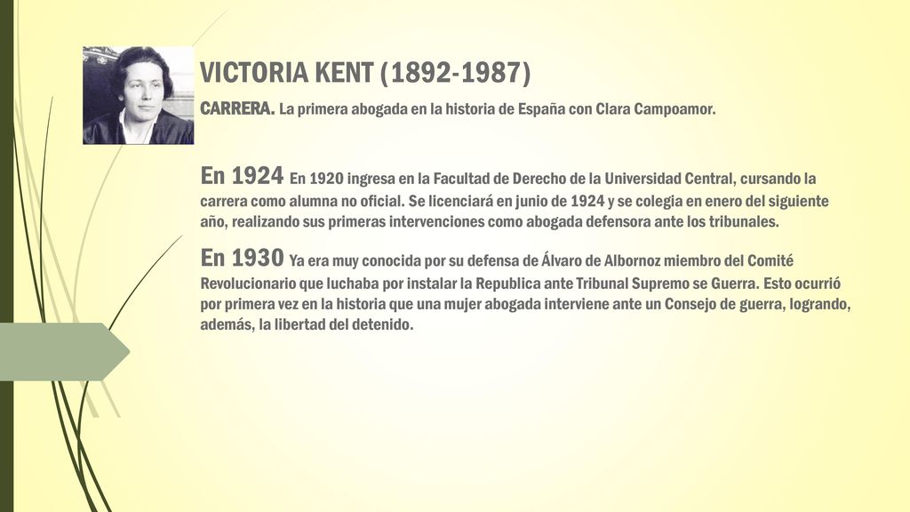 VICTORIA KENT ( ) CARRERA. La primera abogada en la historia de España con Clara Campoamor.