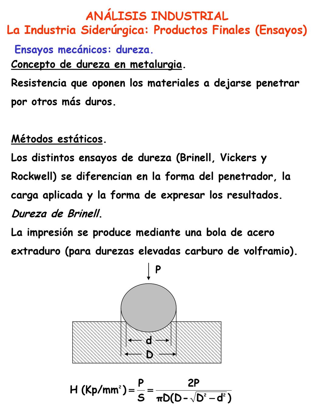 La Industria Siderúrgica: Productos Finales (Ensayos)