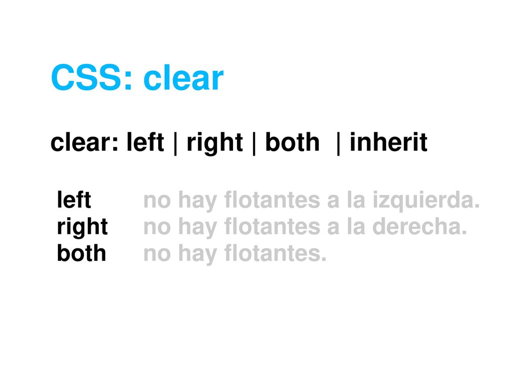 CSS: clear clear: left | right | both | inherit