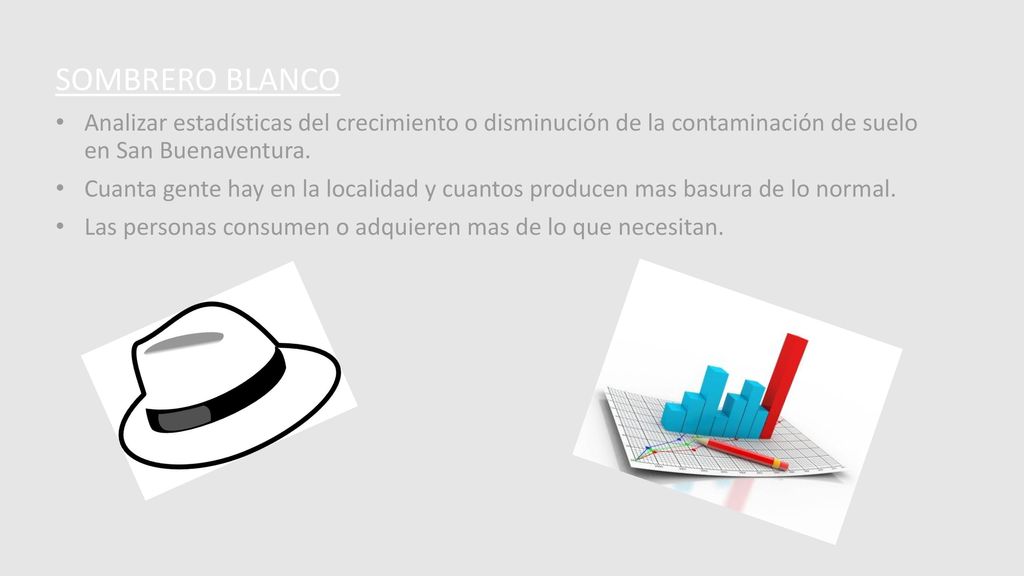 SOMBRERO BLANCO Analizar estadísticas del crecimiento o disminución de la contaminación de suelo en San Buenaventura.