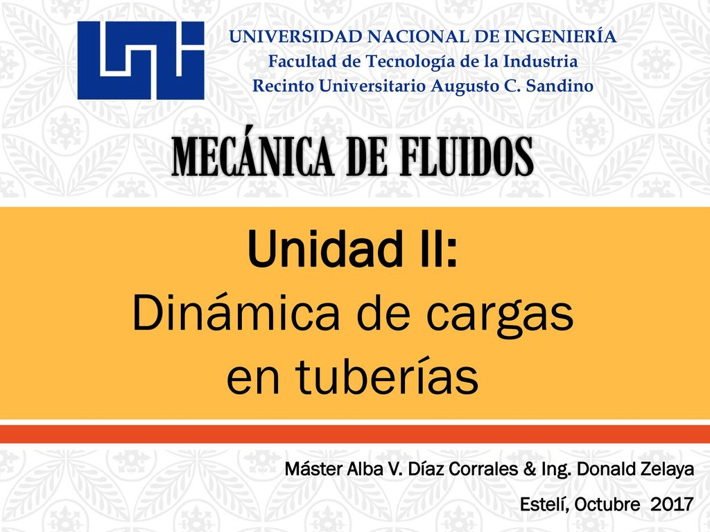 MECÁNICA DE FLUIDOS Unidad II: Dinámica de cargas en tuberías