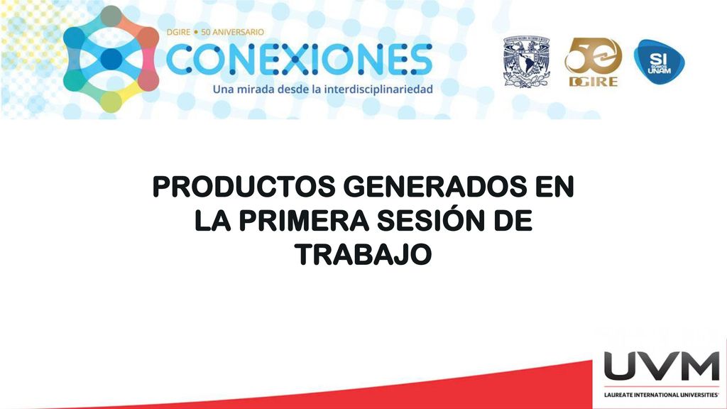 PRODUCTOS GENERADOS EN LA PRIMERA SESIÓN DE TRABAJO