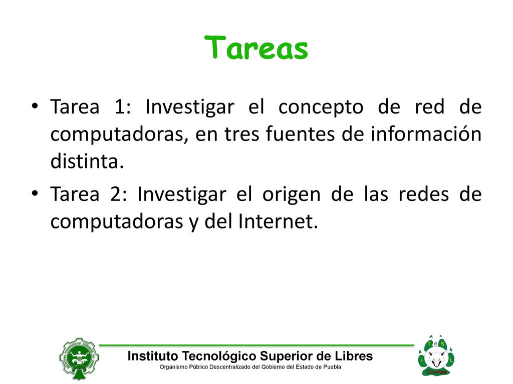 Tareas Tarea 1: Investigar el concepto de red de computadoras, en tres fuentes de información distinta.