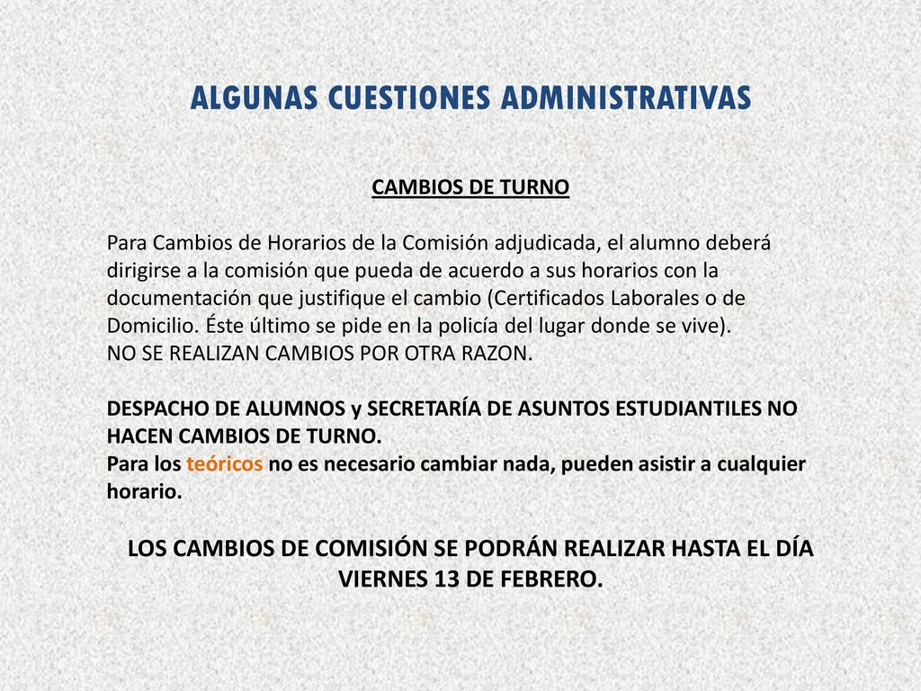 LOS CAMBIOS DE COMISIÓN SE PODRÁN REALIZAR HASTA EL DÍA