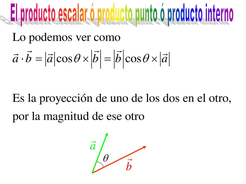 El producto escalar ó producto punto ó producto interno