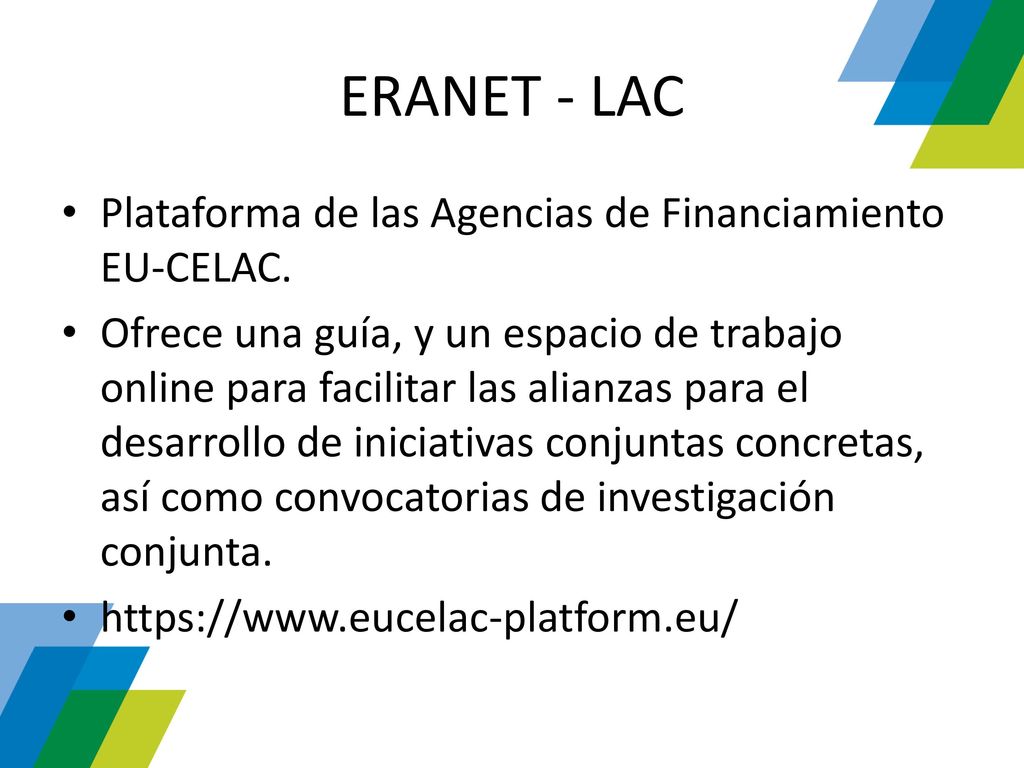 ERANET - LAC Plataforma de las Agencias de Financiamiento EU-CELAC.