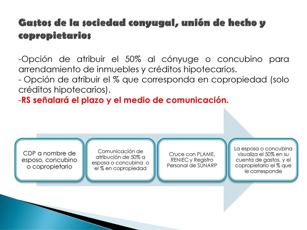 Gastos de la sociedad conyugal, unión de hecho y copropietarios