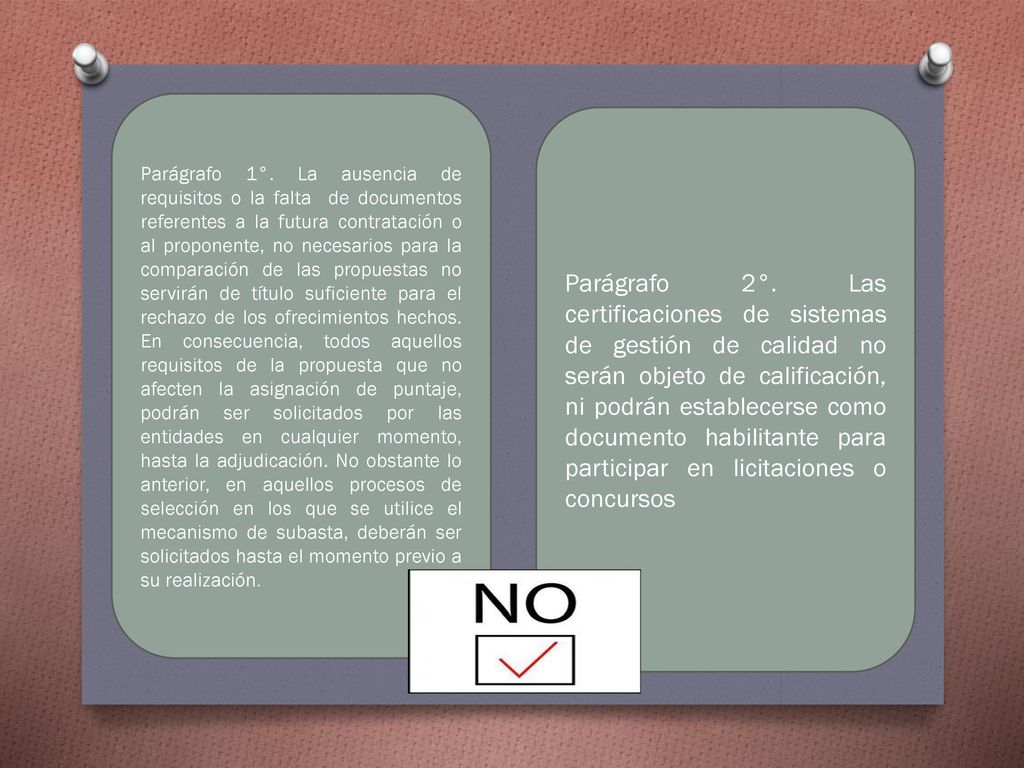 Parágrafo 1°. La ausencia de requisitos o la falta de documentos referentes a la futura contratación o al proponente, no necesarios para la comparación de las propuestas no servirán de título suficiente para el rechazo de los ofrecimientos hechos. En consecuencia, todos aquellos requisitos de la propuesta que no afecten la asignación de puntaje, podrán ser solicitados por las entidades en cualquier momento, hasta la adjudicación. No obstante lo anterior, en aquellos procesos de selección en los que se utilice el mecanismo de subasta, deberán ser solicitados hasta el momento previo a su realización.
