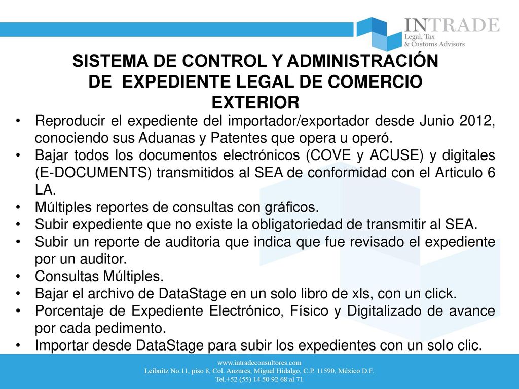 SISTEMA DE CONTROL Y ADMINISTRACIÓN DE EXPEDIENTE LEGAL DE COMERCIO EXTERIOR