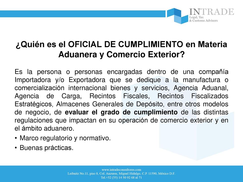 ¿Quién es el OFICIAL DE CUMPLIMIENTO en Materia Aduanera y Comercio Exterior