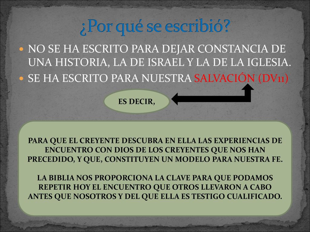 ¿Por qué se escribió NO SE HA ESCRITO PARA DEJAR CONSTANCIA DE UNA HISTORIA, LA DE ISRAEL Y LA DE LA IGLESIA.