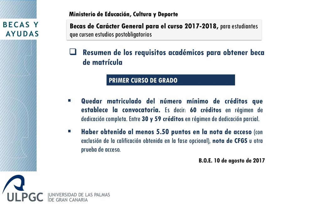Resumen de los requisitos académicos para obtener beca de matrícula