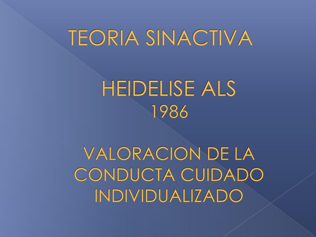 TEORIA SINACTIVA HEIDELISE ALS 1986 VALORACION DE LA CONDUCTA CUIDADO INDIVIDUALIZADO