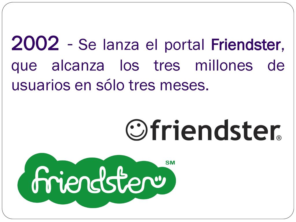 Se lanza el portal Friendster, que alcanza los tres millones de usuarios en sólo tres meses.