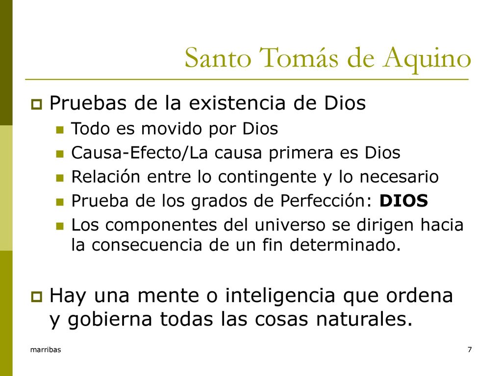 Santo Tomás de Aquino Pruebas de la existencia de Dios