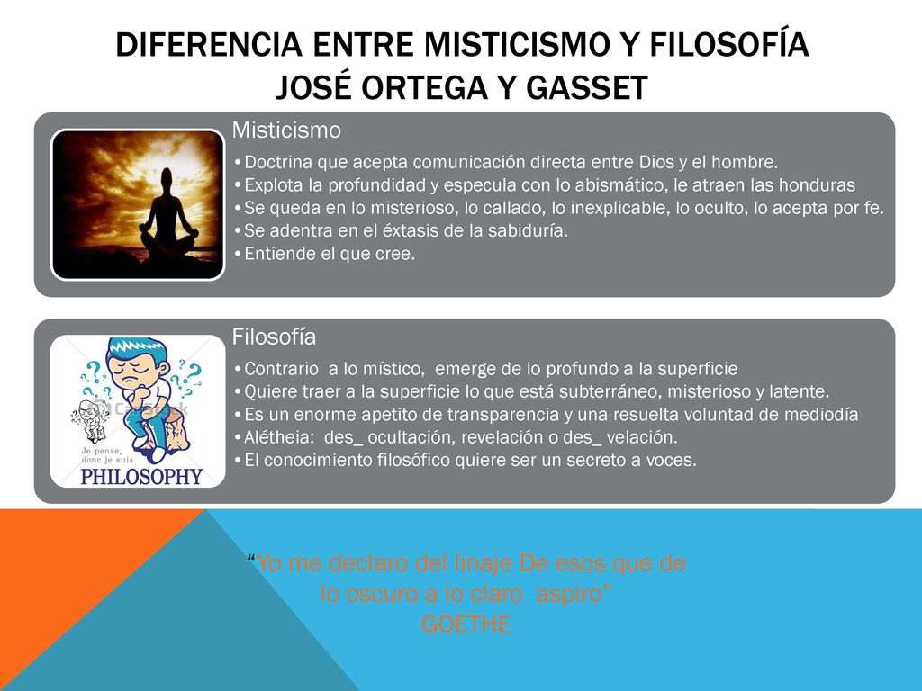 Diferencia entre misticismo y filosofía José ortega y Gasset