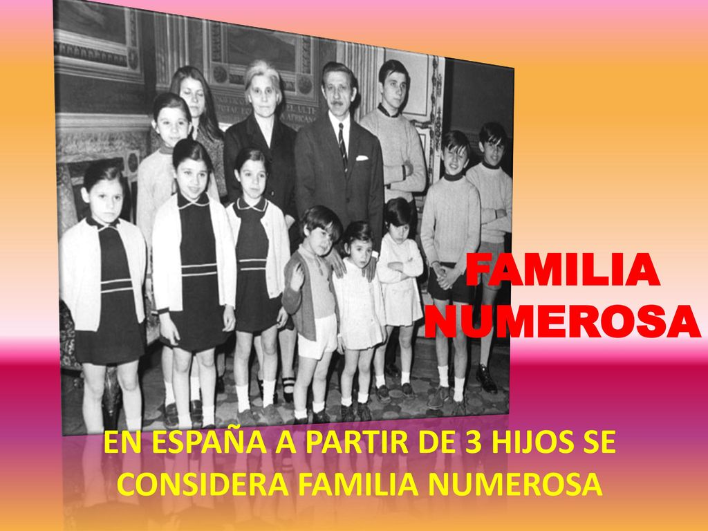 EN ESPAÑA A PARTIR DE 3 HIJOS SE CONSIDERA FAMILIA NUMEROSA