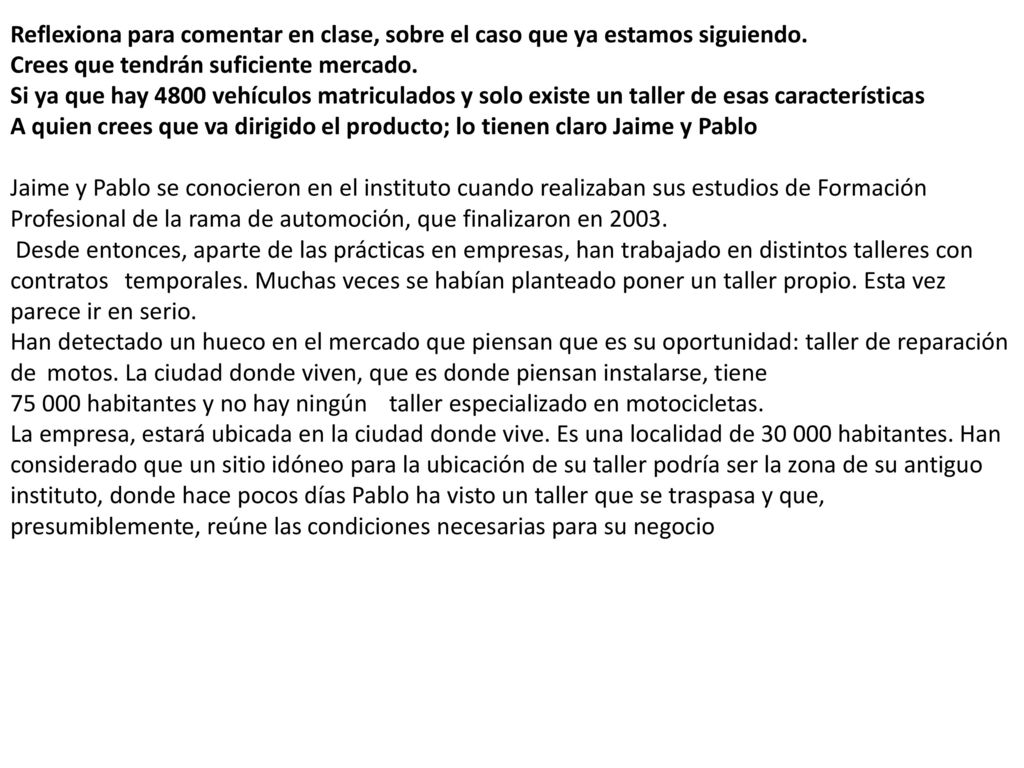 Reflexiona para comentar en clase, sobre el caso que ya estamos siguiendo.