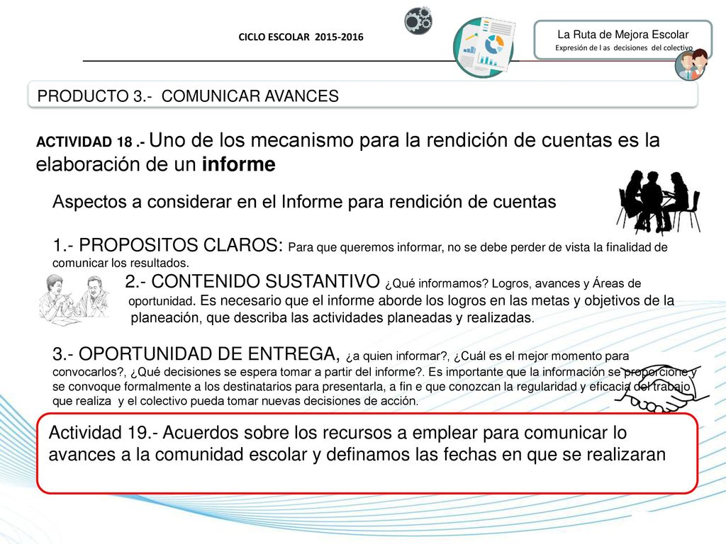 Aspectos a considerar en el Informe para rendición de cuentas
