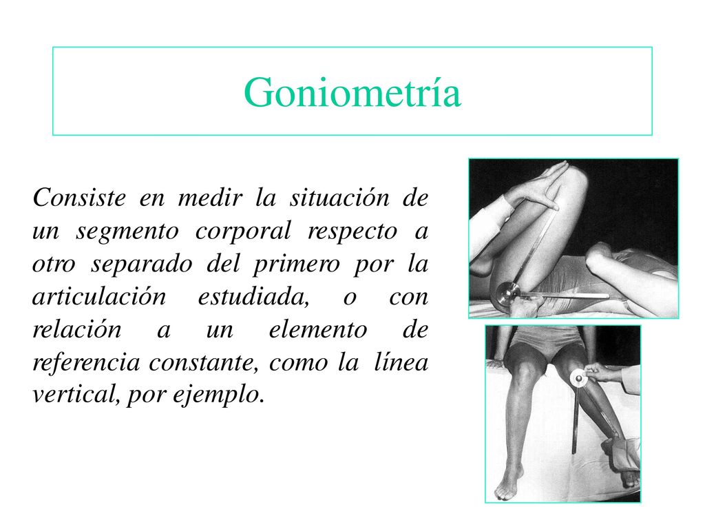 Goniometría Consiste en medir la situación de un segmento corporal
