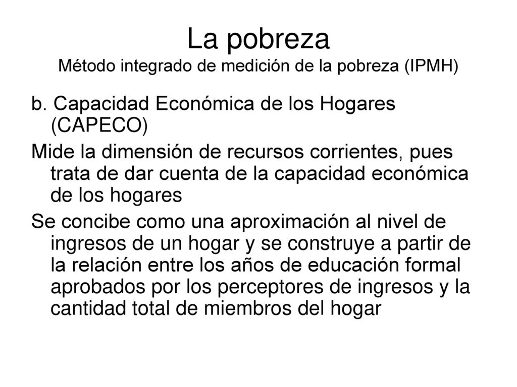 La pobreza Método integrado de medición de la pobreza (IPMH)
