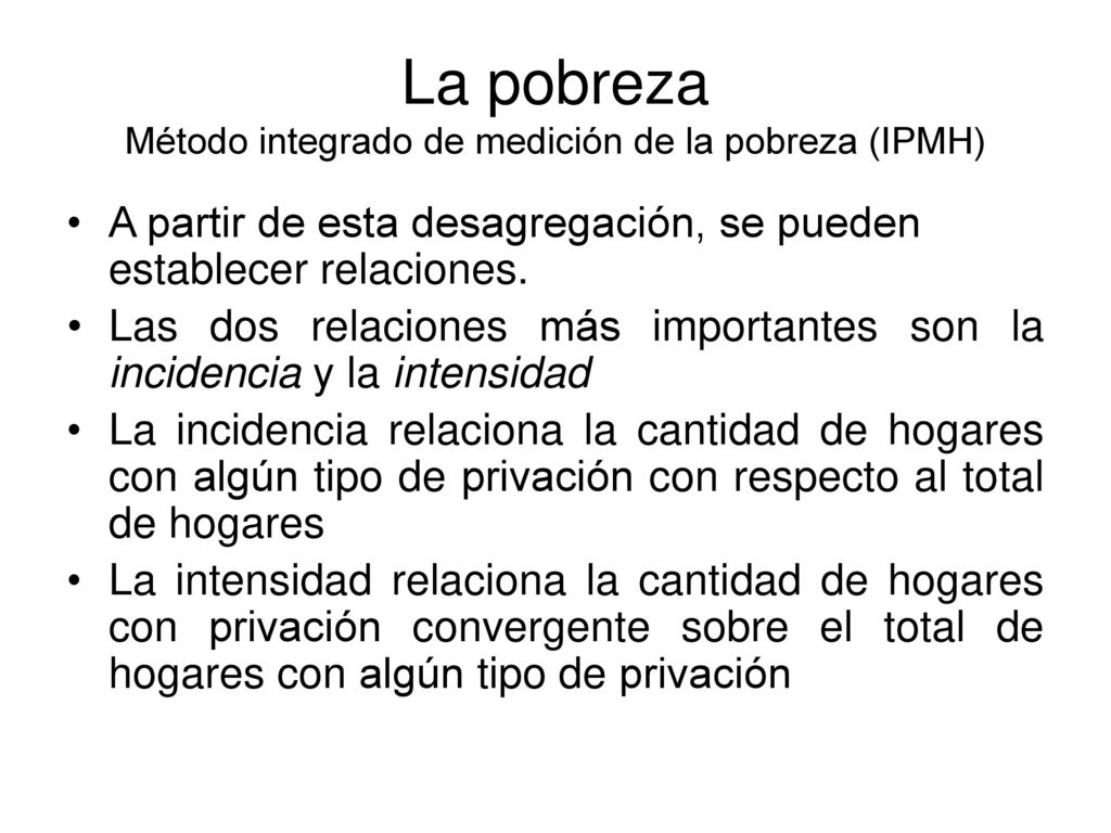 La pobreza Método integrado de medición de la pobreza (IPMH)