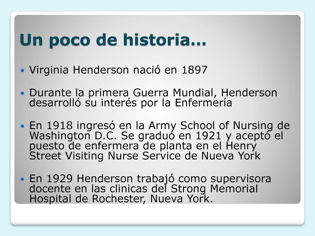 Un poco de historia… Virginia Henderson nació en 1897