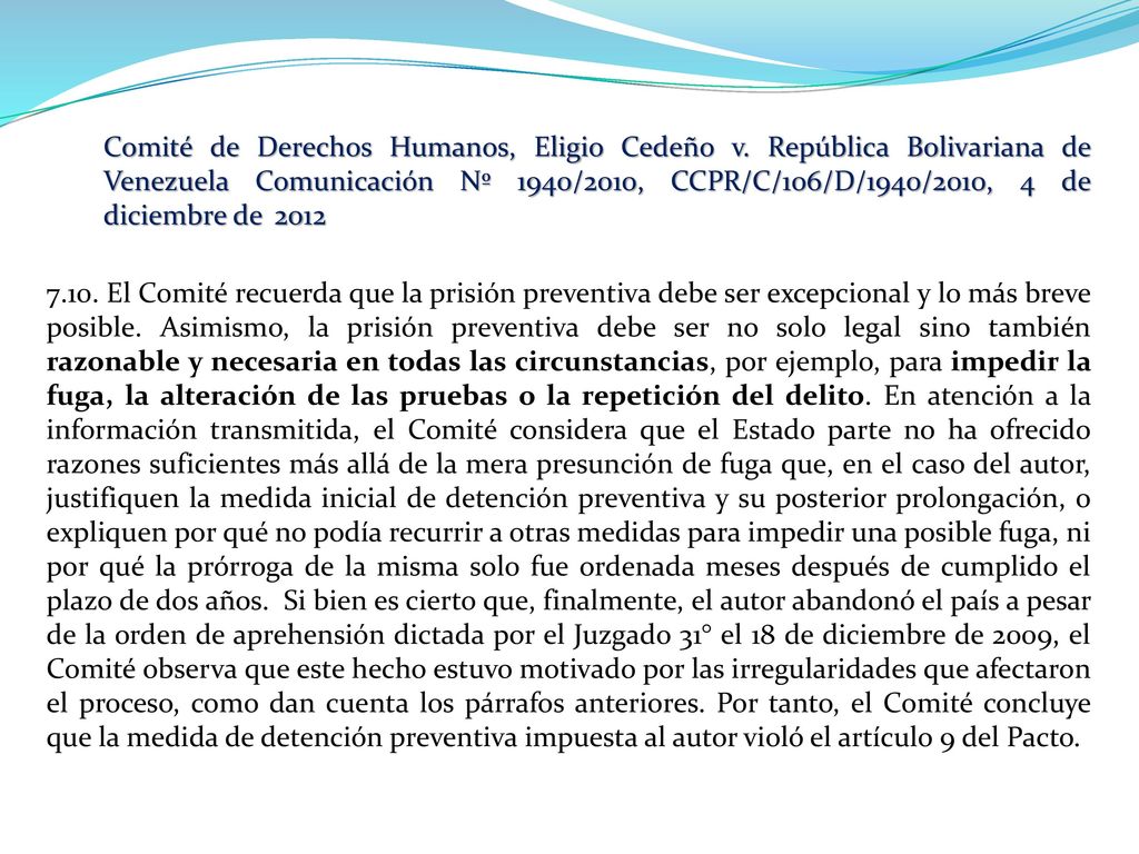 Comité de Derechos Humanos, Eligio Cedeño v. República Bolivariana de