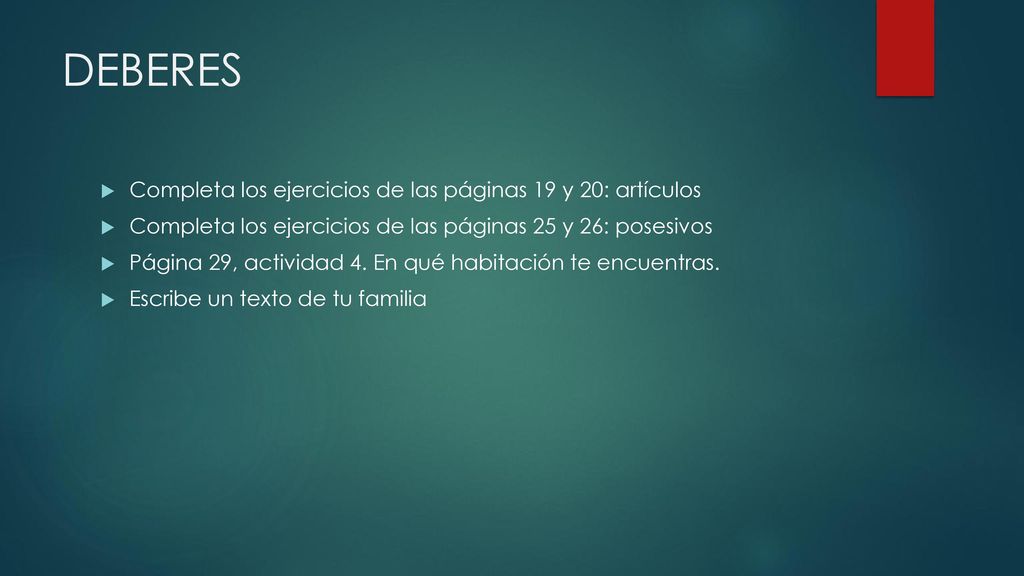 DEBERES Completa los ejercicios de las páginas 19 y 20: artículos