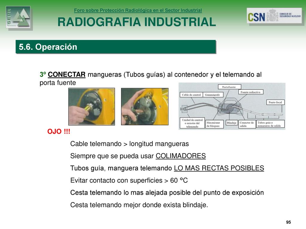 5.6. Operación 3º CONECTAR mangueras (Tubos guías) al contenedor y el telemando al porta fuente. OJO !!!