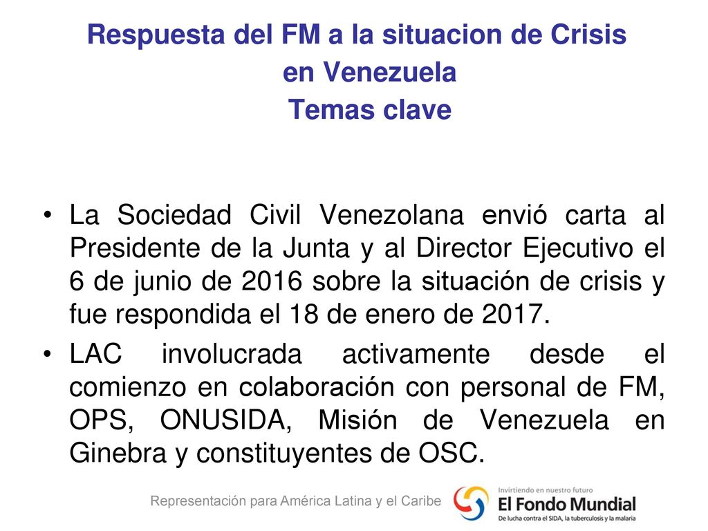 Respuesta del FM a la situacion de Crisis en Venezuela Temas clave