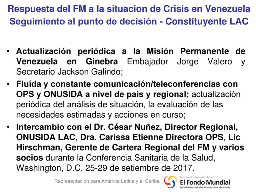 Respuesta del FM a la situacion de Crisis en Venezuela Seguimiento al punto de decisión - Constituyente LAC