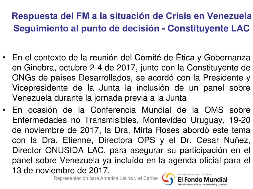 Respuesta del FM a la situación de Crisis en Venezuela Seguimiento al punto de decisión - Constituyente LAC