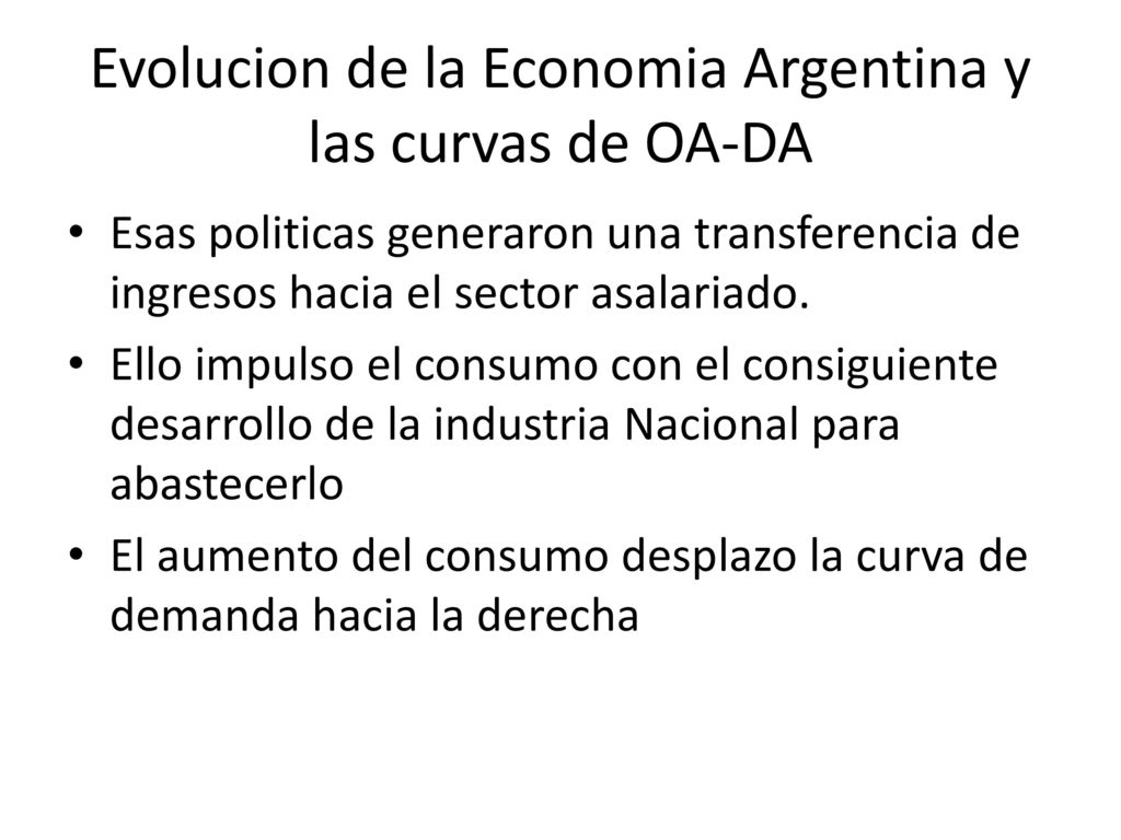 Evolucion de la Economia Argentina y las curvas de OA-DA