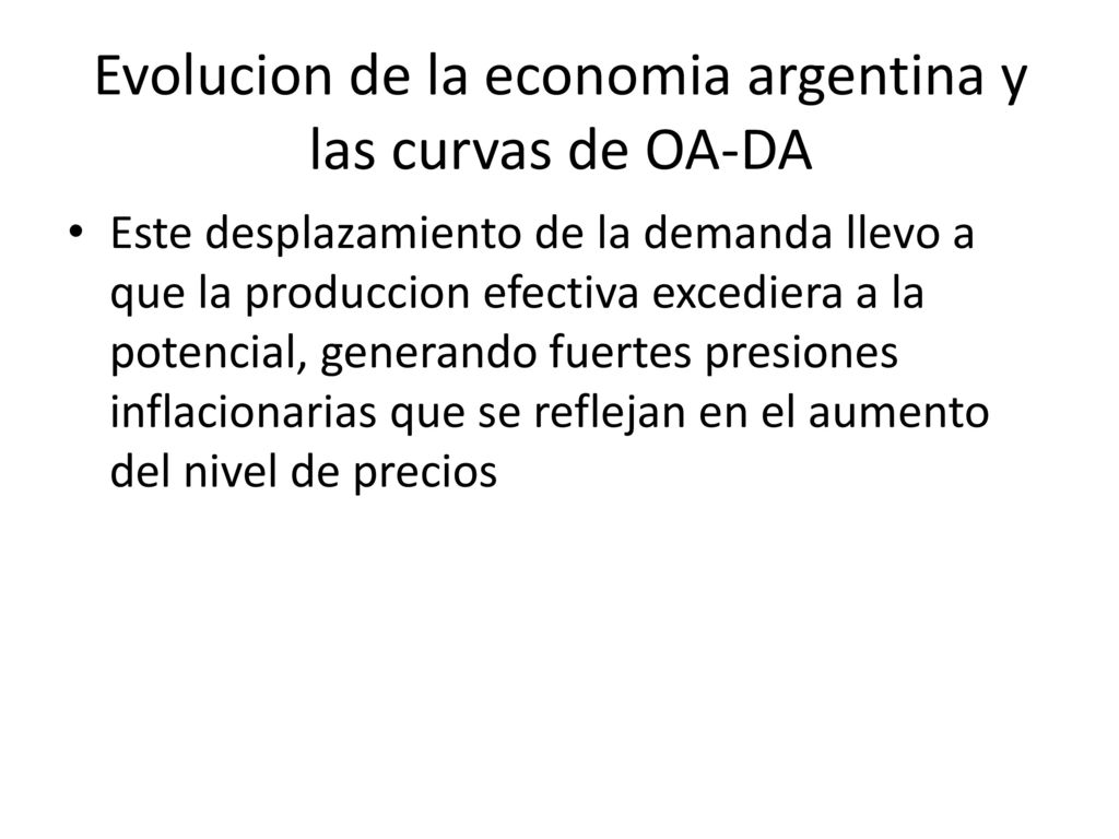 Evolucion de la economia argentina y las curvas de OA-DA