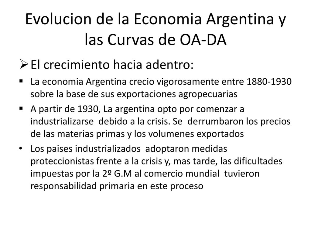 Evolucion de la Economia Argentina y las Curvas de OA-DA