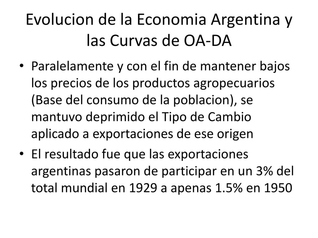 Evolucion de la Economia Argentina y las Curvas de OA-DA