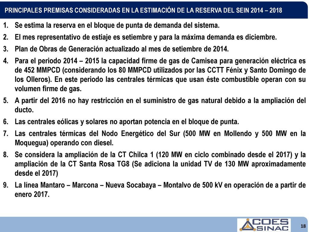 Se estima la reserva en el bloque de punta de demanda del sistema.