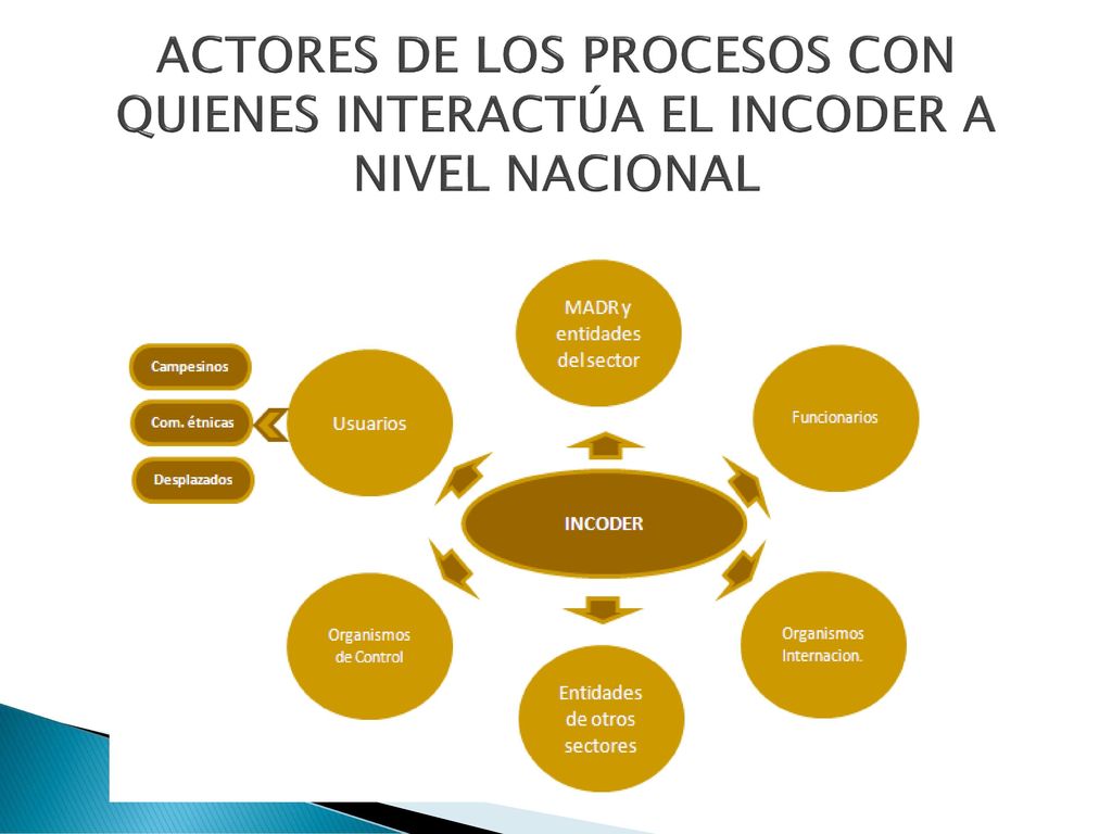 ACTORES DE LOS PROCESOS CON QUIENES INTERACTÚA EL INCODER A NIVEL NACIONAL