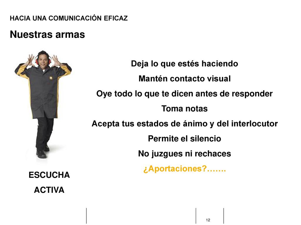 Nuestras armas Deja lo que estés haciendo Mantén contacto visual