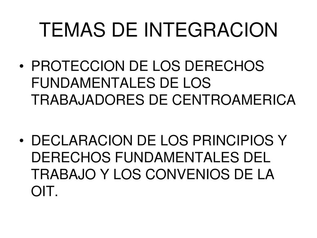 TEMAS DE INTEGRACION PROTECCION DE LOS DERECHOS FUNDAMENTALES DE LOS TRABAJADORES DE CENTROAMERICA.