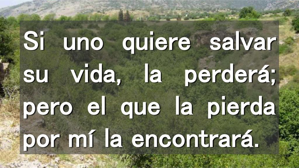 Si uno quiere salvar su vida, la perderá; pero el que la pierda por mí la encontrará.