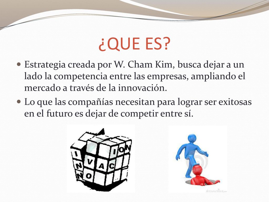 ¿QUE ES Estrategia creada por W. Cham Kim, busca dejar a un lado la competencia entre las empresas, ampliando el mercado a través de la innovación.