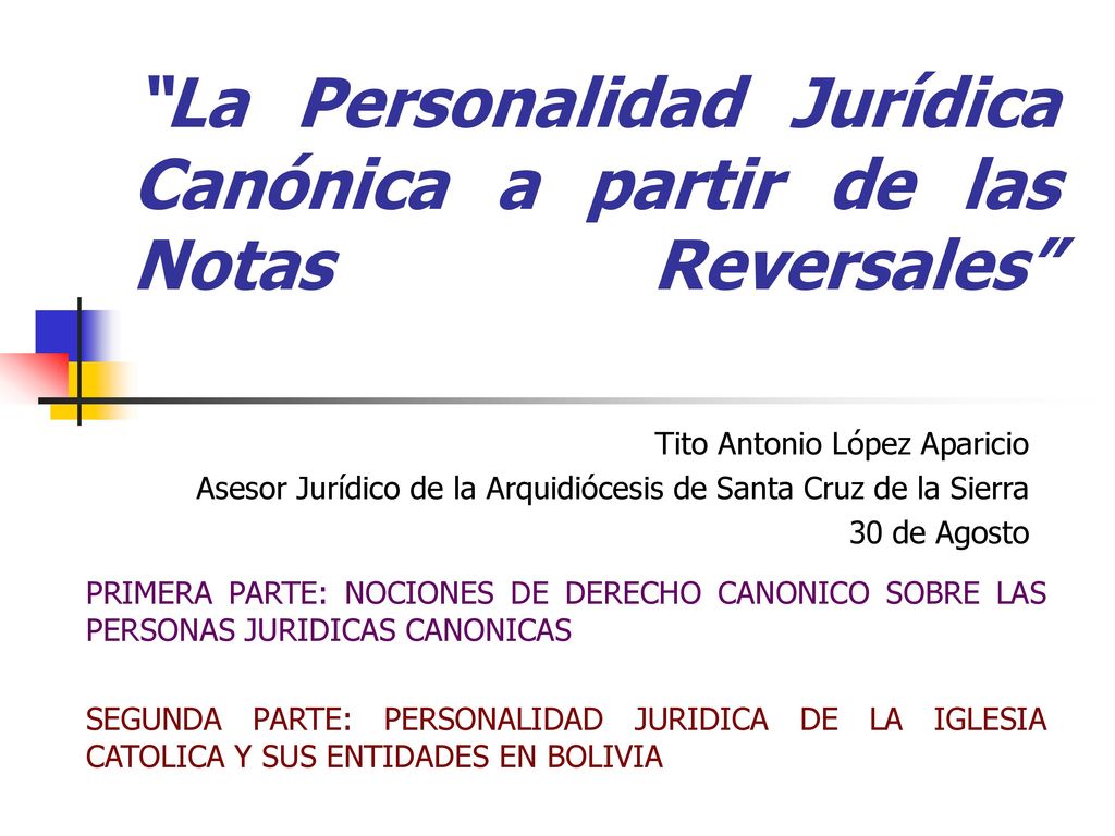 La Personalidad Jurídica Canónica a partir de las Notas Reversales