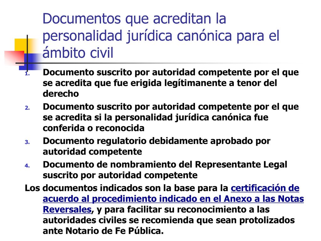 Documentos que acreditan la personalidad jurídica canónica para el ámbito civil