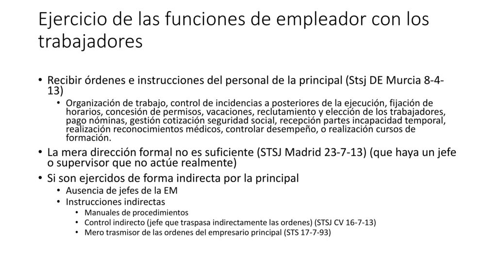 Ejercicio de las funciones de empleador con los trabajadores