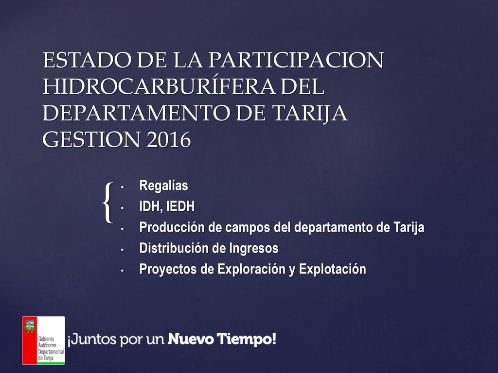 ESTADO DE LA PARTICIPACION HIDROCARBURÍFERA DEL DEPARTAMENTO DE TARIJA GESTION 2016